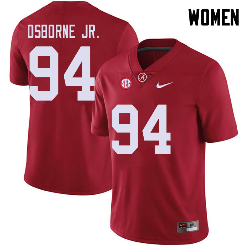 Alabama Crimson Tide Women's Mario Osborne Jr. #94 Red NCAA Nike Authentic Stitched 2018 College Football Jersey NP16P12QI